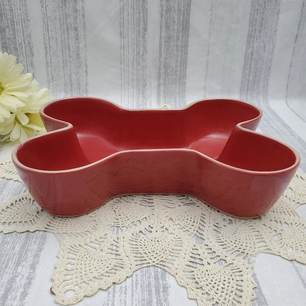 Bone Shape Dog Bowl Feeder Large
